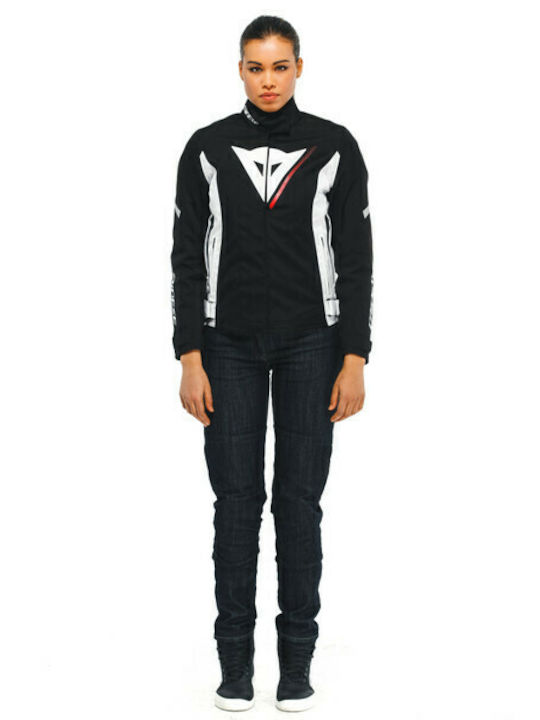 Dainese Veloce D-Dry Lady Winter Women's Motorcycle Jacket Cordura Waterproof Black/White/Lava-Red