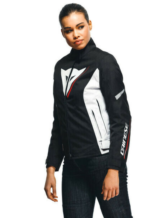 Dainese Veloce D-Dry Lady Winter Women's Motorcycle Jacket Cordura Waterproof Black/White/Lava-Red