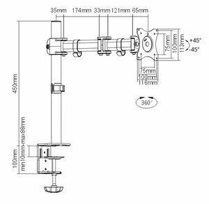 iTech Mount Βάση Γραφείου Οθόνης έως 27" με Βραχίονα (MBS-03F)