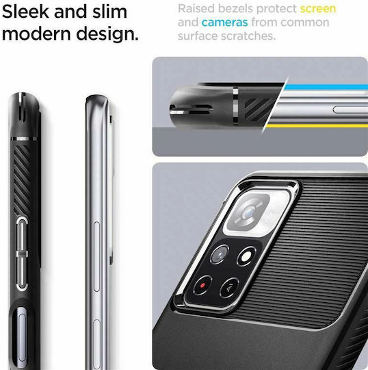 Spigen Rugged Armor Back Cover Σιλικόνης Αδιάβροχο Μαύρο (Poco M4 Pro 5G / Redmi Note 11s 5G)
