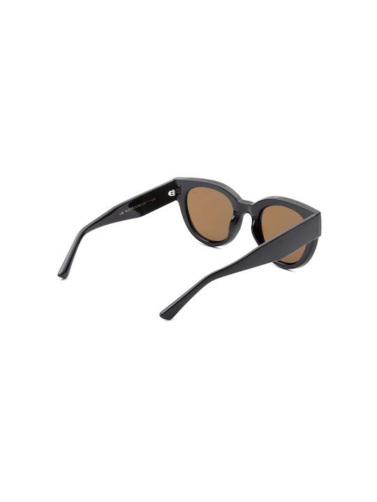 A.Kjaerbede Lilly Sunglasses with Black Acetate Frame and Brown Lenses KL2215-009