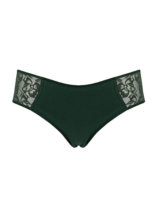 Helios Baumwolle Damen Slip mit Spitze Grün