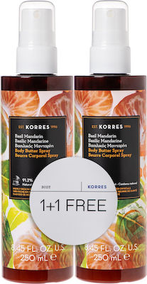 Korres Basil Mandarin Спрей 2x250ml Хидратиращ Масло Тяло 500мл