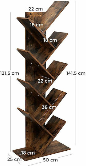 Βιβλιοθήκη Rustic Brown 50x25x141.5εκ.
