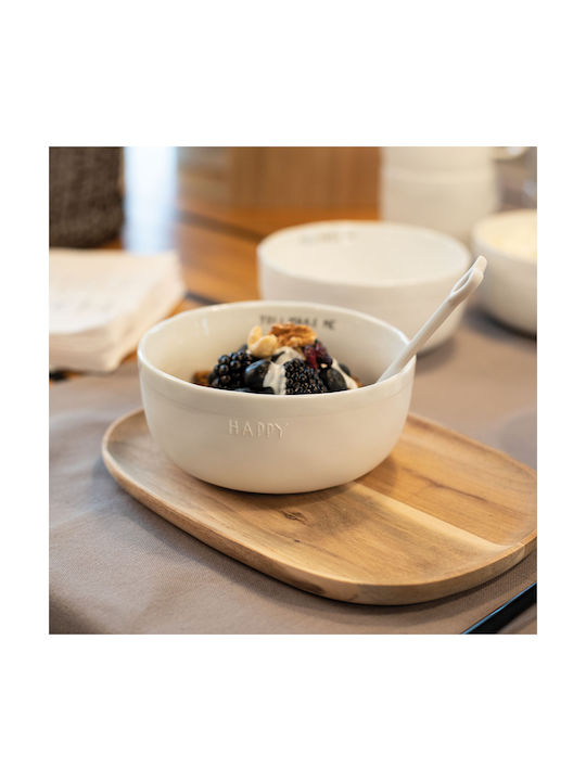 Raeder You Make Me Happy Serving Bowl Round made of Porcelain White with Diameter 13.5cm