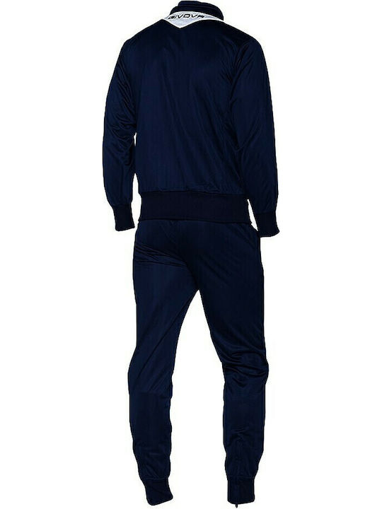 Tuta Visa Football Tracksuit Glossy with Elastic Navy Blue