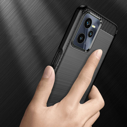 Hurtel Carbon Back Cover Silicon Negru (Realme C35)