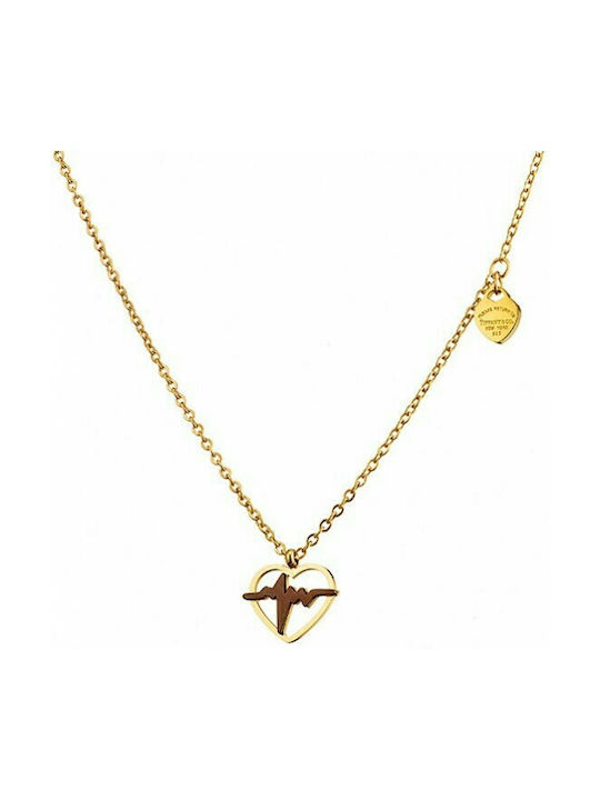 Love Necklace with design Heart from Gold Plated Steel