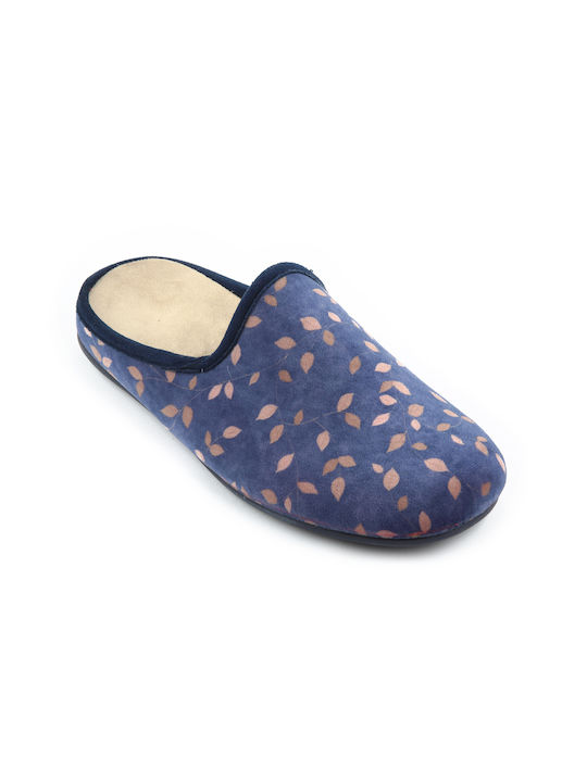 Pantoffel mit Blattmuster - FSHOES - BLAU