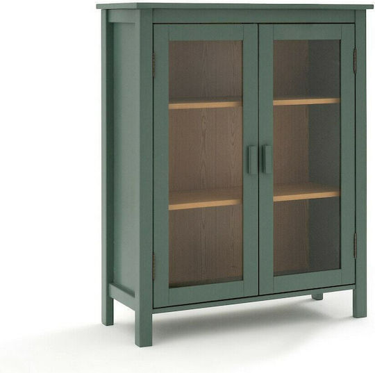 Standvitrine aus Massivholz mit Verglasung Grünes 90x37x110cm