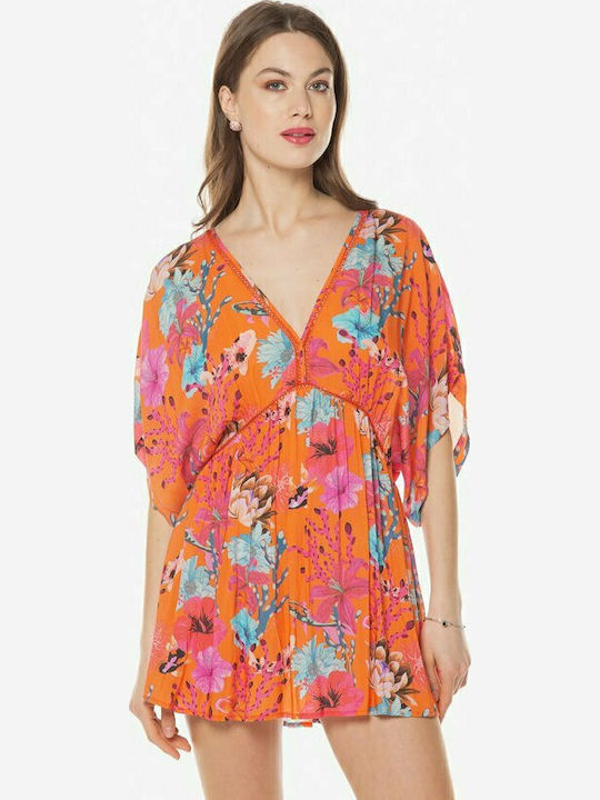 Desigual Angelina Women's Mini Dress Beachwear Orange