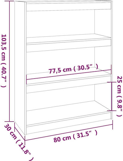 Bibliothek Schwarz 80x30x103,5cm