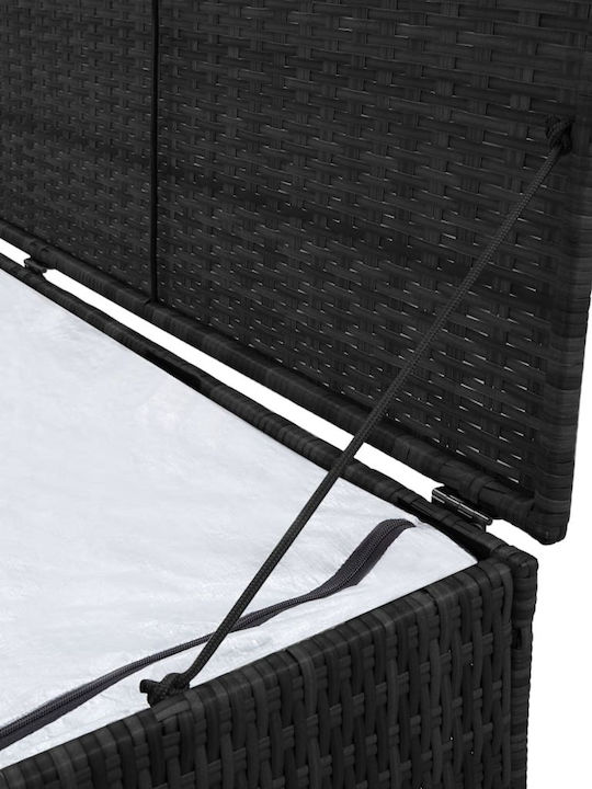 vidaXL Cutie de depozitare pentru exterior Rattan Negru L150xW50xH60buc