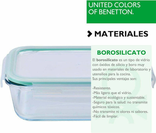 Benetton Glass Lunch Box Rainbow Green 1500ml