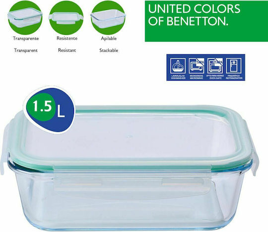 Benetton Glass Lunch Box Rainbow Green 1500ml