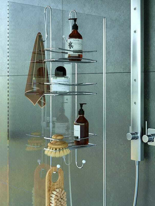 Viosarp Wall Mounted Bathroom Shelf Metallic with 3 Shelves 25x10x75cm Silver