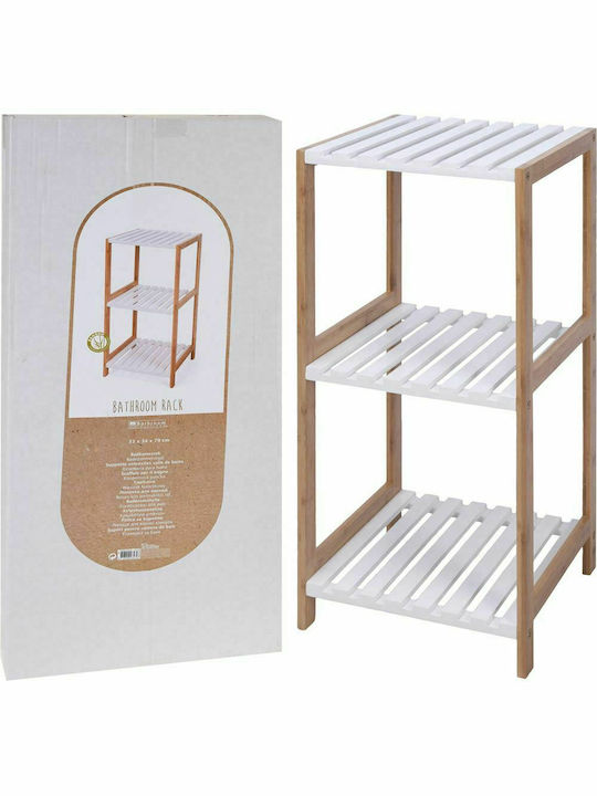 784200930 Floor Bathroom Shelf Bamboo with 3 Shelves 33x34x79cm