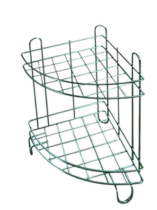 Cyclops 4101092 Corner Wall Mounted Bathroom Shelf Metallic with 2 Shelves 27x20x36cm Silver