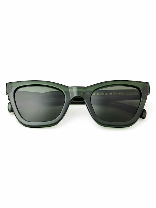 A.Kjaerbede Big Kanye Women's Sunglasses with Green Acetate Frame and Green Lenses