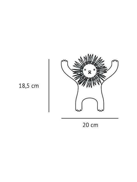 Tresxics Metallic Kids Wall Mounted Hanger with Hooks Lion Beige 20x18.5cm