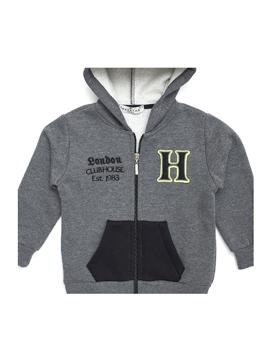 Hashtag Boys Athleisure Hooded Sweatshirt with Zipper Gray