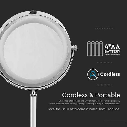 V-TAC Makeup Mirror Tabletop with Light 7x7cm White