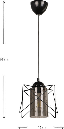 Megapap Indra Pendant Light Black Grid with Socket E27 15x15x70cm