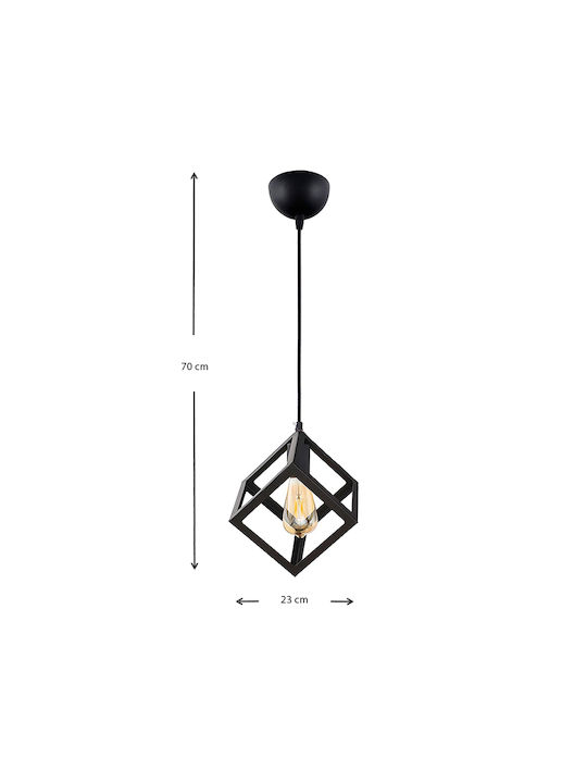 Megapap Thora Pendant Light Black Grid with Socket E27 22x22x70cm