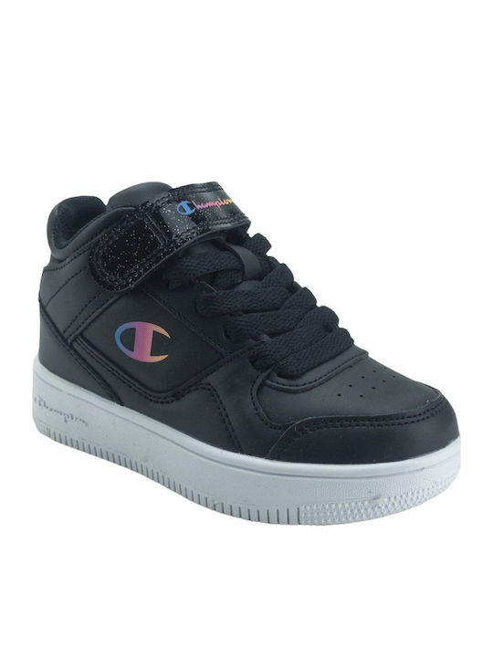 Rebound Vintage MID Kids Sports Shoes Basketball with Hoop & Loop Closure Black