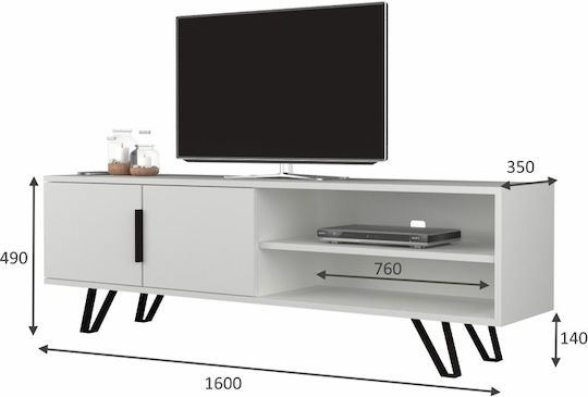 TV Stand Foot White L160xD35xH49cm