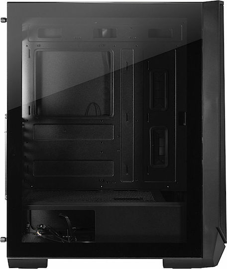 Inter-Tech IT-3503 Airstream Геймърско бюро Пълна кула Компютърна кутия със страничен прозорец и RGB осветление Черен