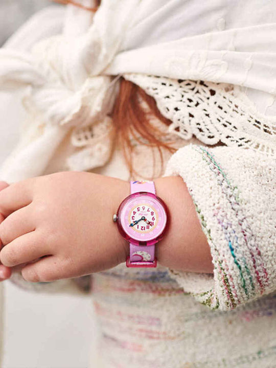 FlikFlak Kids Analog Watch Dreaming Unicorn with Fabric Strap Pink