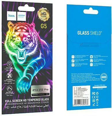 Hoco G5 2.5D 0.33mm Vollflächig gehärtetes Glas 10Stück Schwarz (iPhone 13 / 13 Pro) 37021