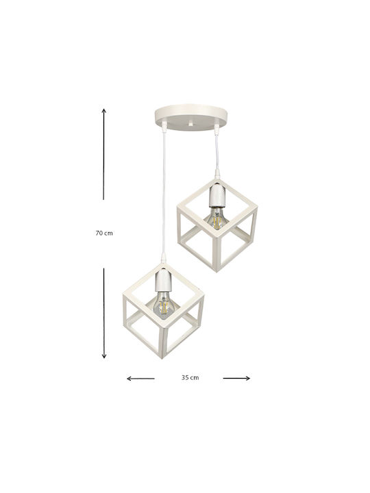 Megapap Thora Pendant Light White Grid with Socket E27 22x22x70cm