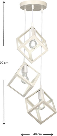 Megapap Thora Висящо Осветително Тяло Бял Мрежа с Цокъл E27 22x22x70см.