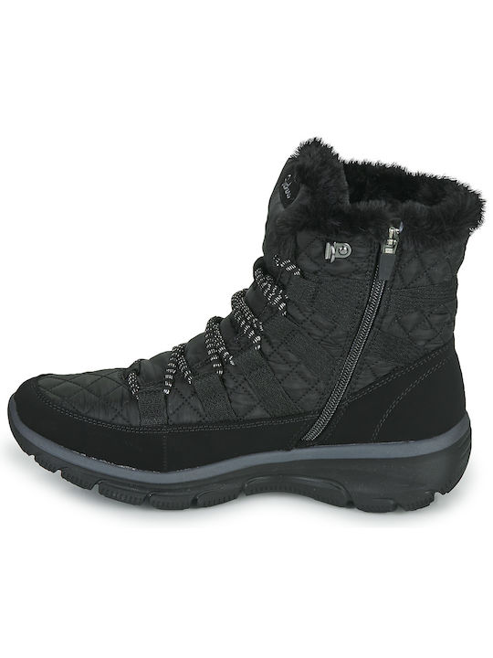 Women's Ankle Boots with Platform & Fur Black