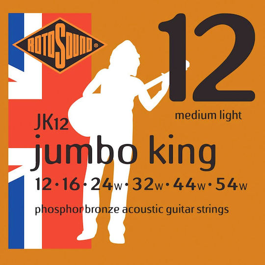 Rotosound Jumbo King Einstellen Phosphor-Bronze Akustikgitarrensaiten 12 - 54 Zoll Mittel Leicht
