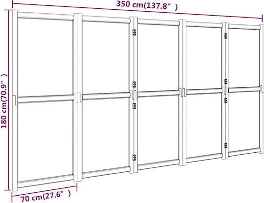 vidaXL Decorativ Paravan Tesatura cu 5 Panouri 350x180cm