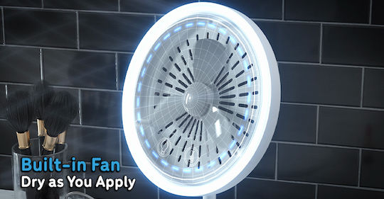 Factory Καθρέπτης Μακιγιάζ Επιτραπέζιος με Φως και Ανεμιστήρα Zoom x5 20x20cm Λευκός