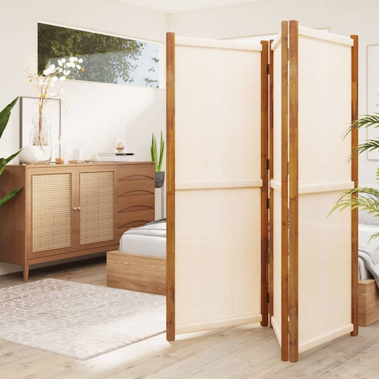 vidaXL Decorativ Paravan Tesatura cu 3 Panouri White Cream 210x180cm