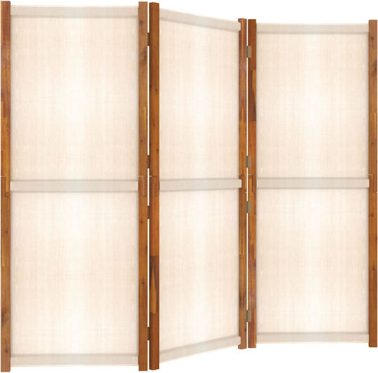 vidaXL Decorativ Paravan Tesatura cu 3 Panouri White Cream 210x180cm