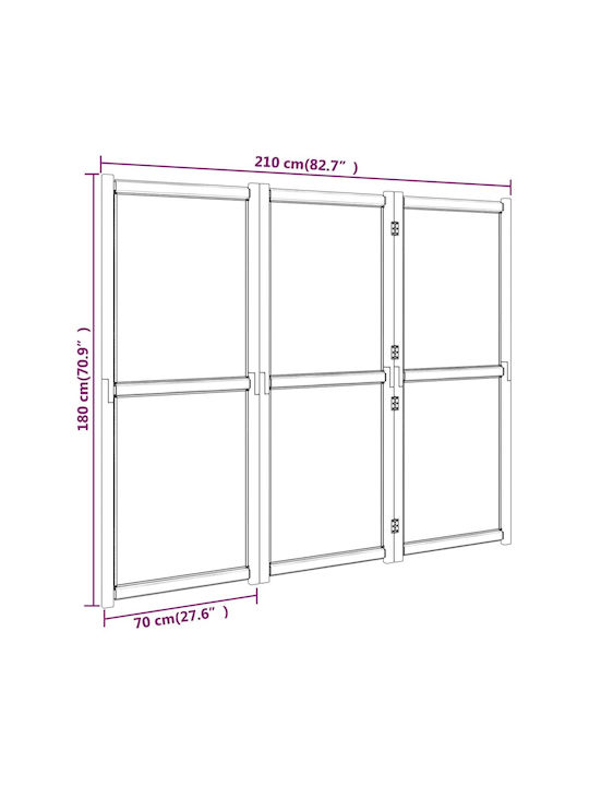 vidaXL Decorativ Paravan Tesatura cu 3 Panouri White Cream 210x180cm