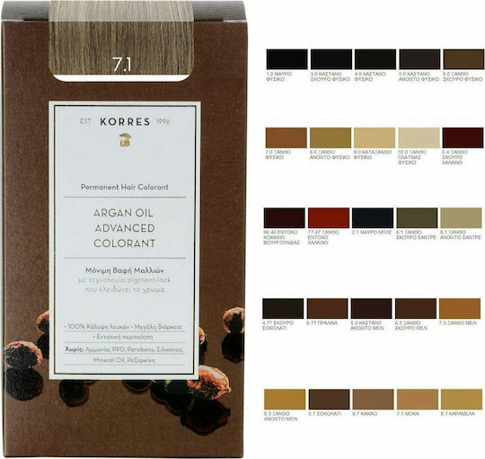 Korres Argan Oil Advanced Colorant Боя за Коса Без Амоняк 1.0 Черно Натурално 50ml