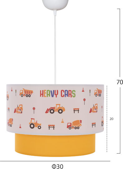 HomeMarkt Baloo Einfaches Licht Kinderzimmer-Deckenleuchte aus Stoff 20W mit Lampensockelgröße E27 Orange 30x70cm