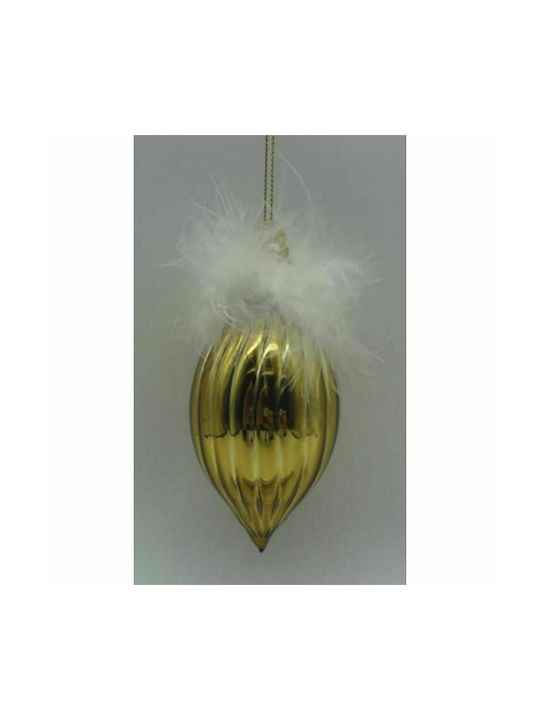 Hanging Stalactite Glass Gold 13x6cm Set 6pcs