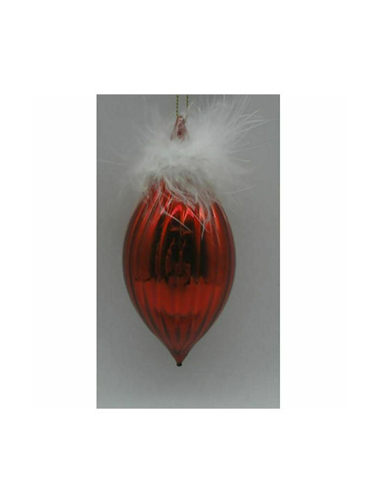 Hanging Stalactite Ornament Glass Red 13x6cm Set 12pcs