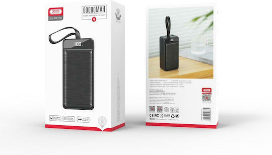 XO PR159 Power Bank 60000mAh 18W με 2 Θύρες USB-A και Θύρα USB-C Μαύρο