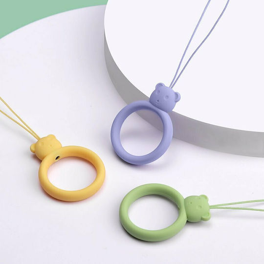 Hurtel Bear Ring Strap Holder for Mobile Yellow