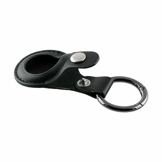 Volte-Tel Keyring Θήκη Μπρελόκ Δερμάτινη για AirTag σε Μαύρο χρώμα
