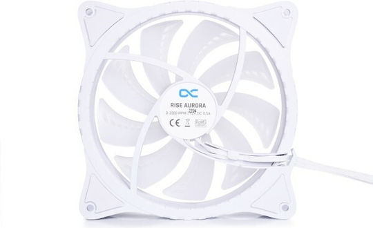 Alphacool Rise Aurora Gehäuselüfter 140mm (2000rpm) mit ARGB Beleuchtung und 4-Pin PWM Verbindung Weiß